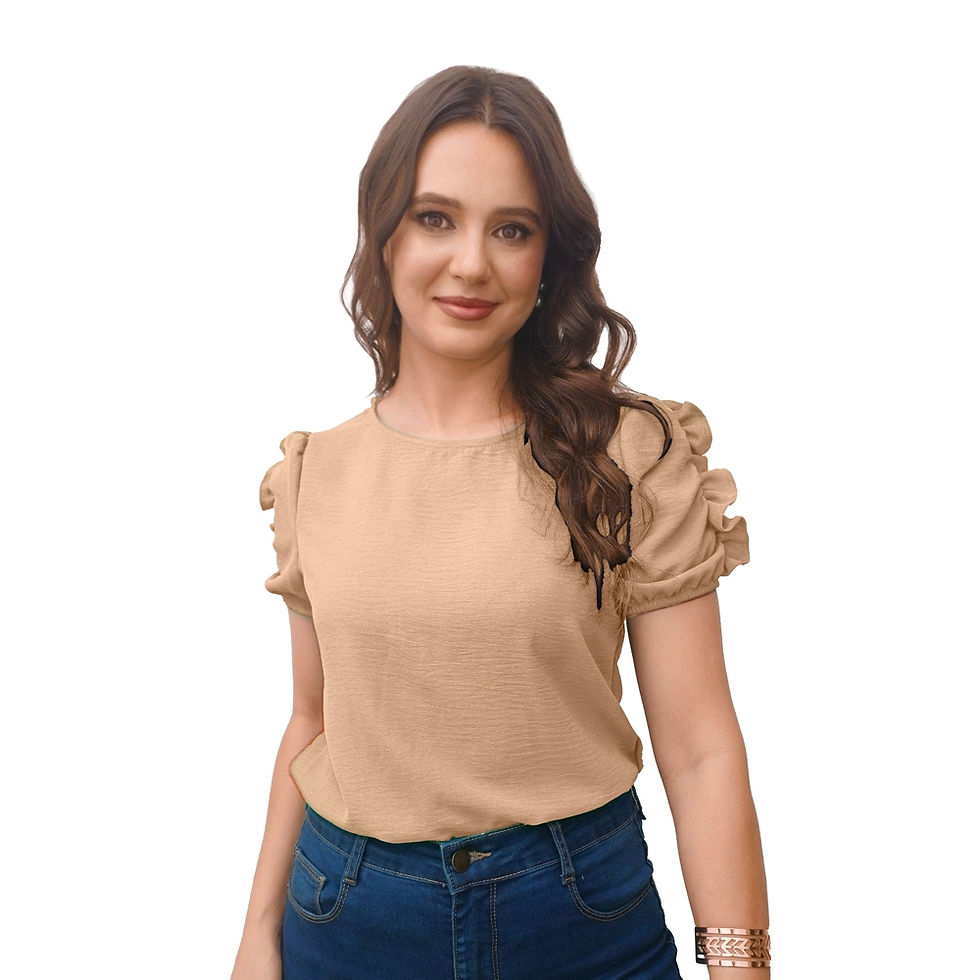 Miniatura: cópia de B38 - BLUSA COM MANGA BUFANTE COM BABADINHO DECOTE CANOA FARDAMENTO EVA