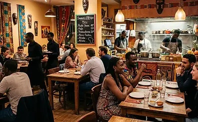 Restaurant africain tables en attente.webp