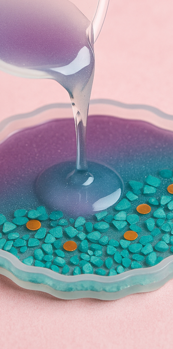 Resin workshop making coasters in Norton MA