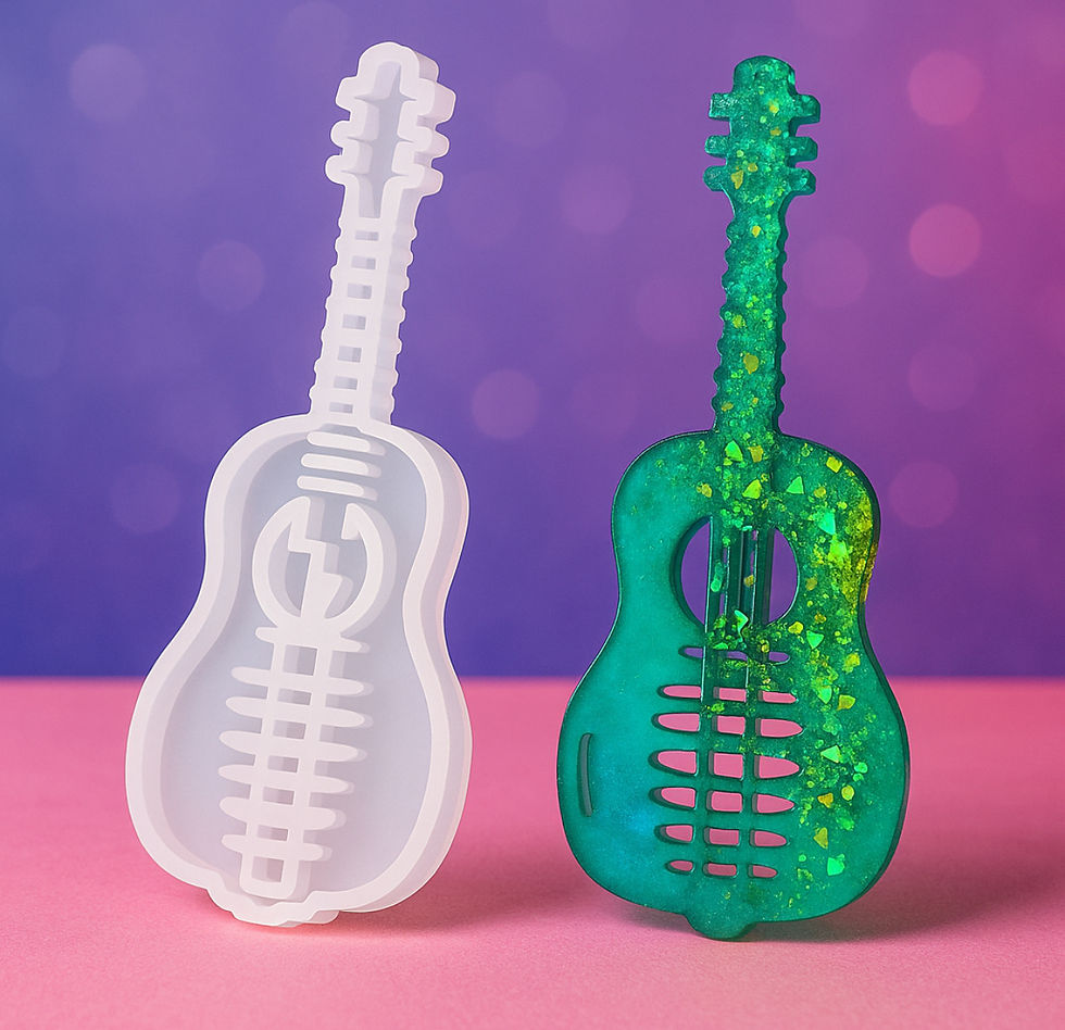 DIY resin mold filled with holographic sparkles and layered mica pigments