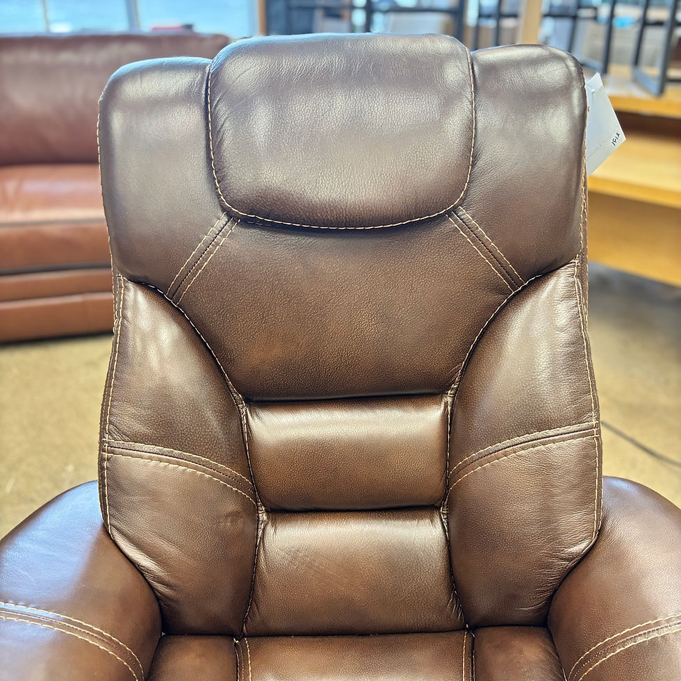 Thumbnail: Brown Genuine Leather Swivel Chair w/ Ottoman