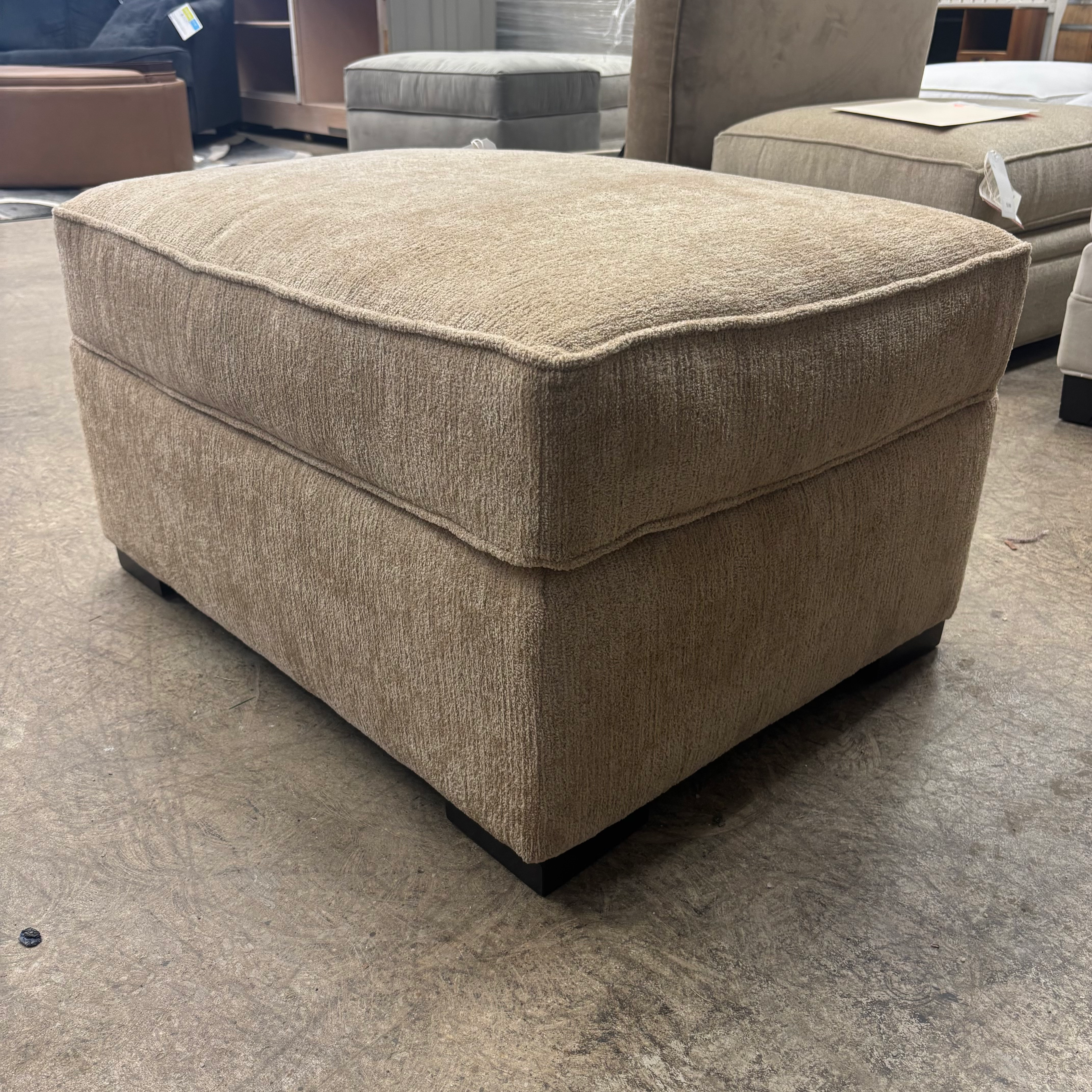 Beige Fabric Ottoman