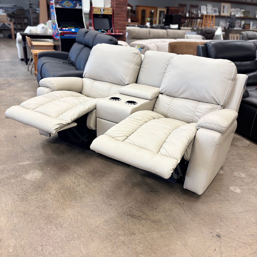 Thumbnail: Cream Leather Manual Sofa