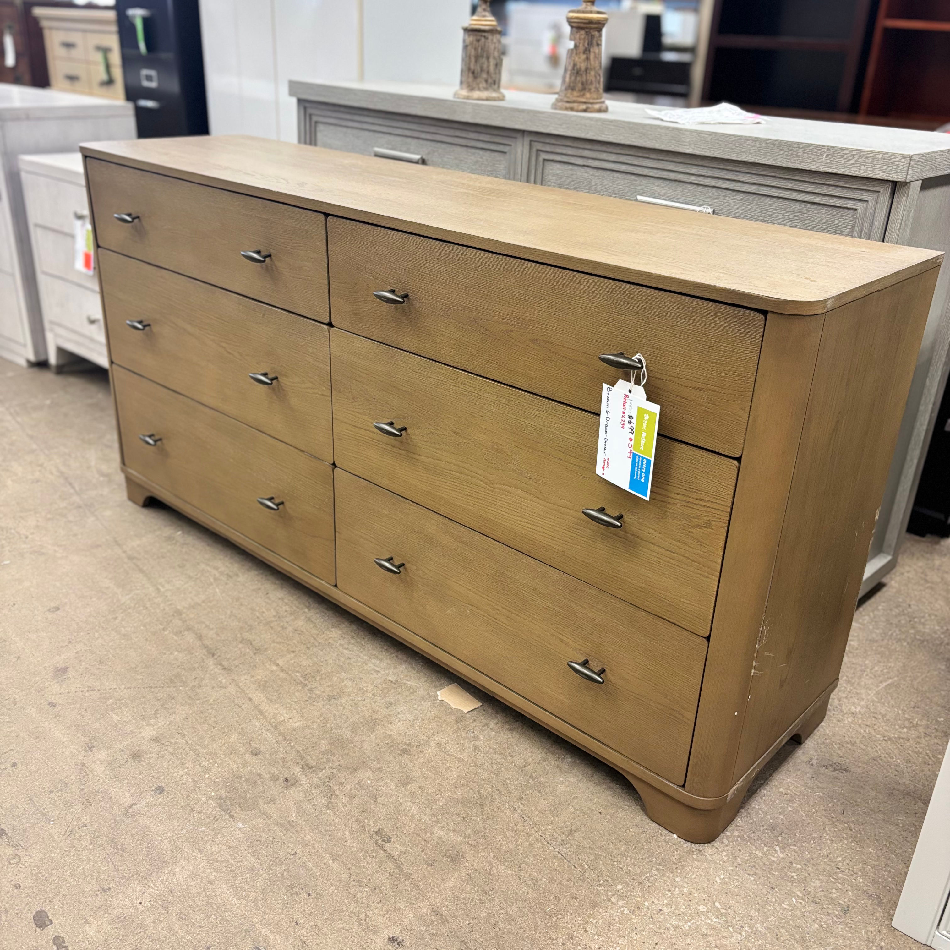 Brown 6-Drawer Dresser
