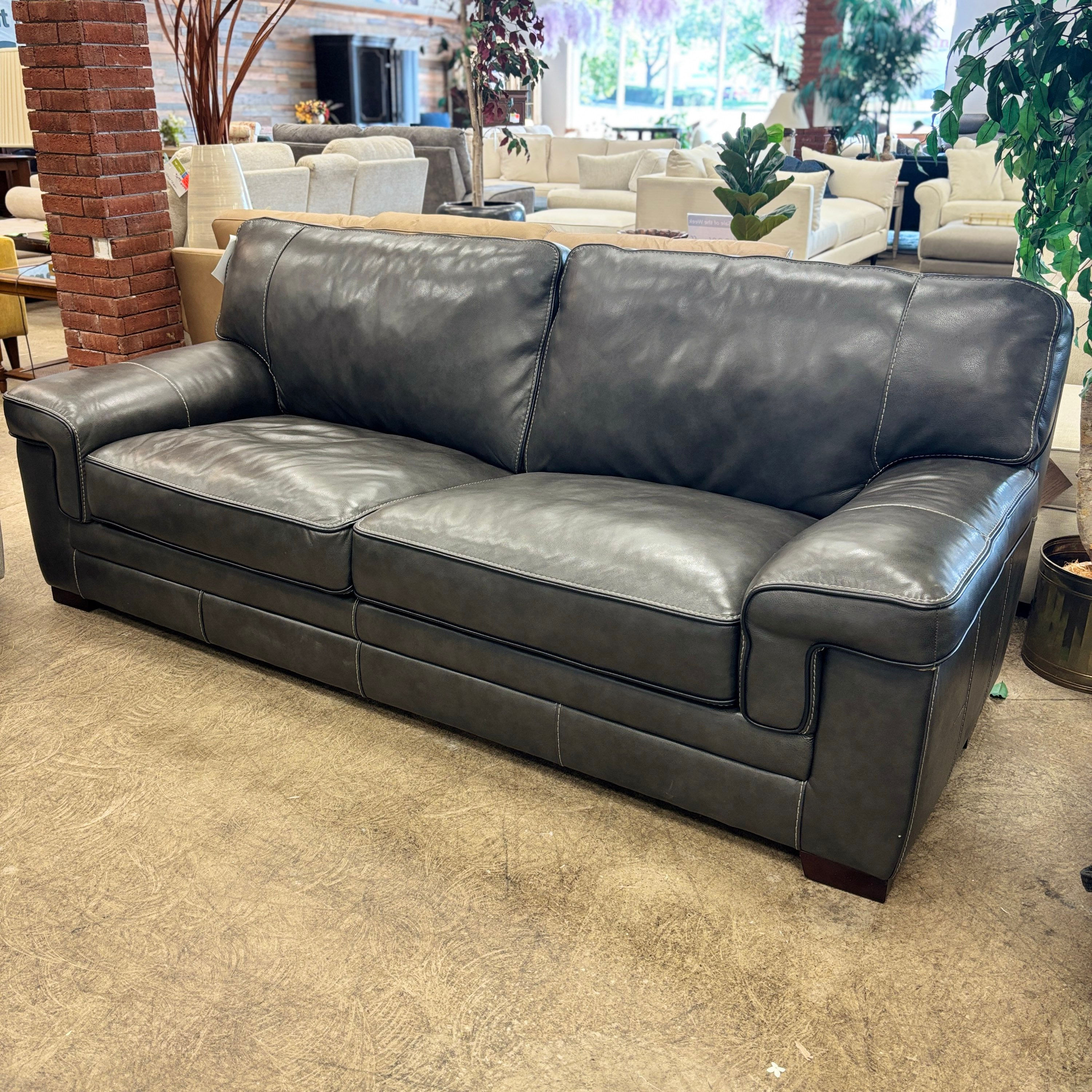 Gray Leather Sofa