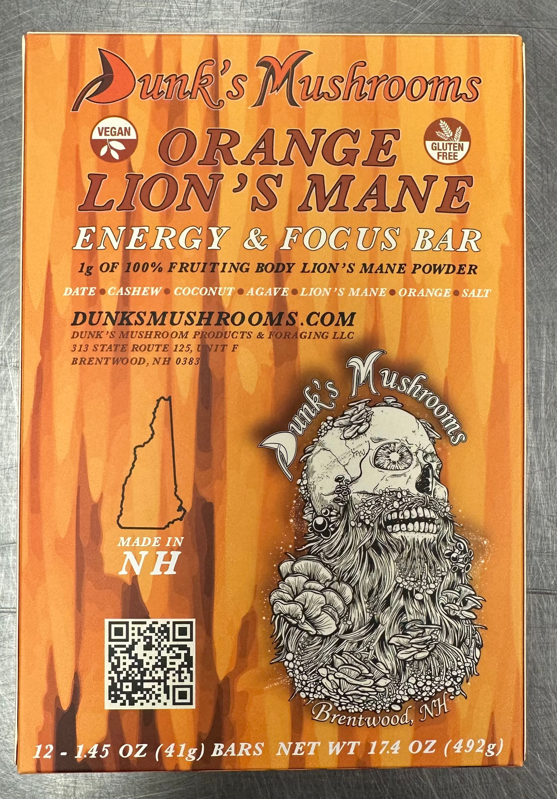 Orange Energy & Focus Bar with Lion's Mane