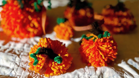 Completed Pumpkin PomPom Garland