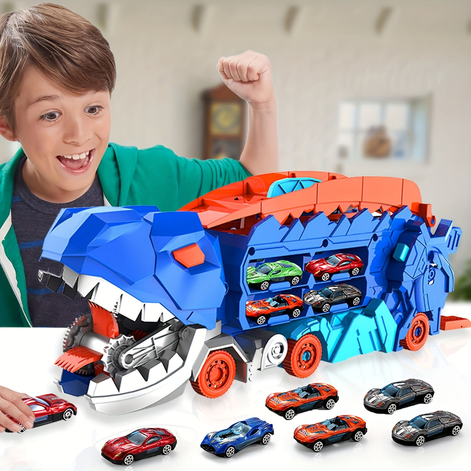 City Dinosaur Ultimate Hauler Track Toy, Transforms Into Stomping Dinosaur With 