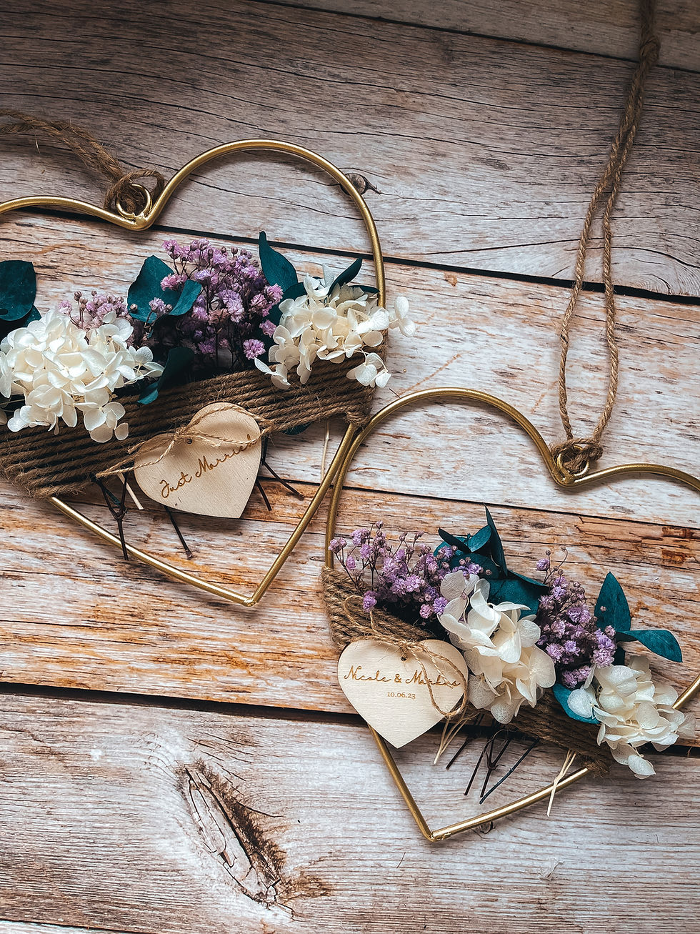 Miniaturbild: Metallherz Trockenblumen Hochzeit