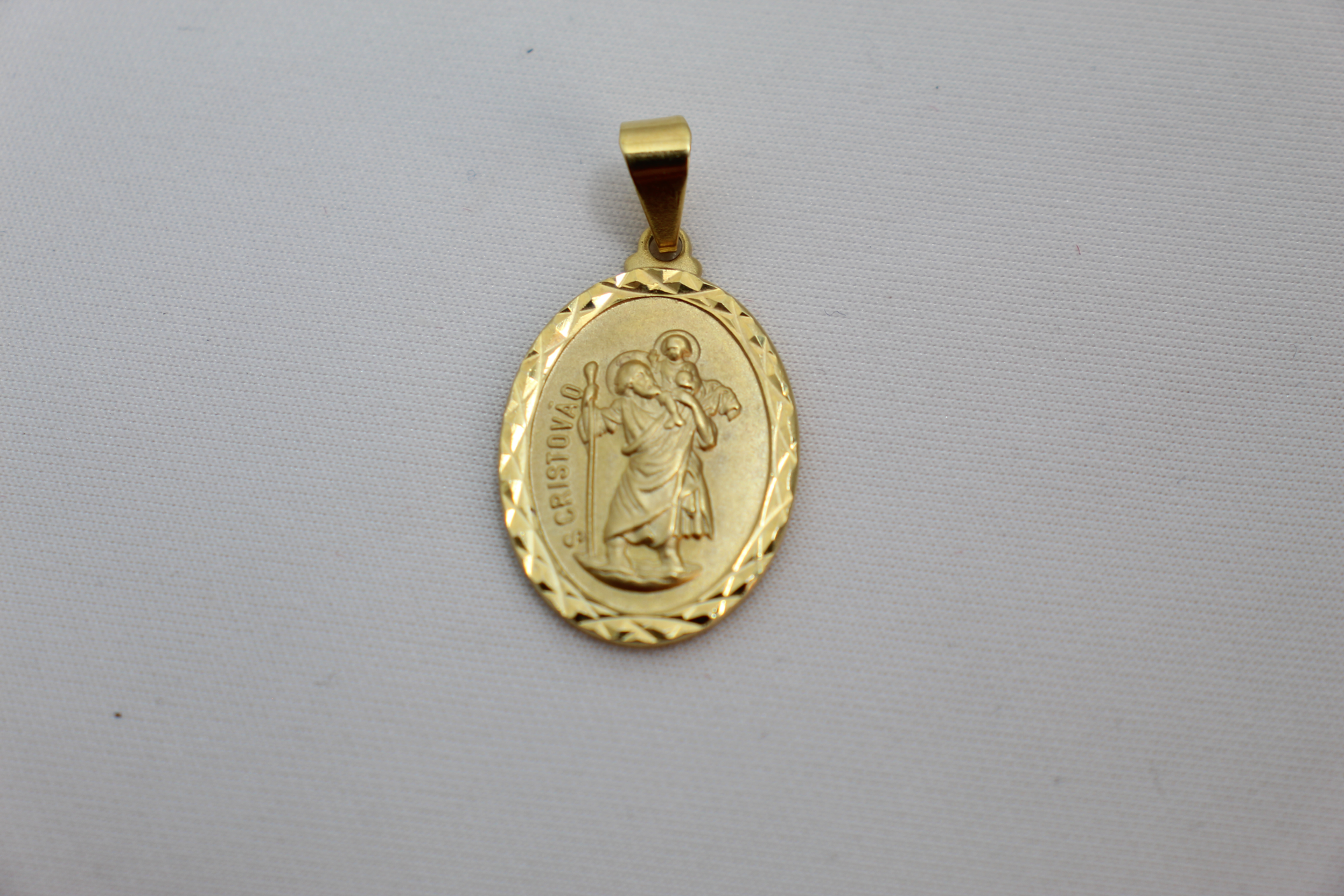 Pingente folheado medalha São Cristóvão