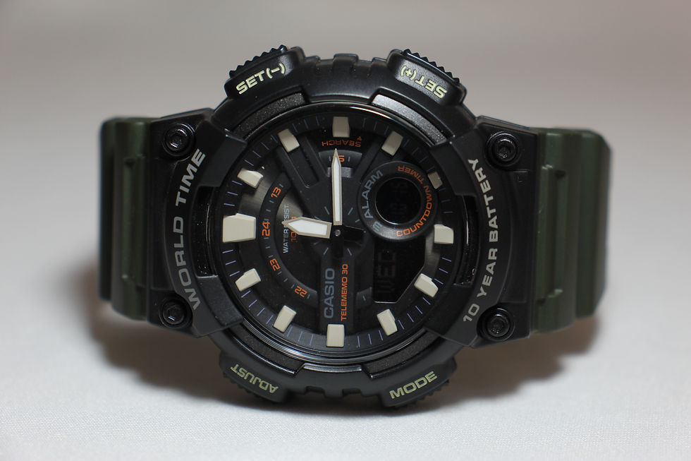 Miniatura: Relógio Casio anadige pulseira borracha verde musgo