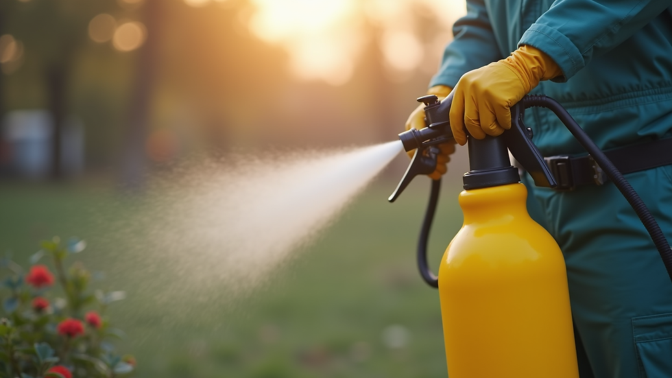 Close-up view of pest control spray equipment ready for use