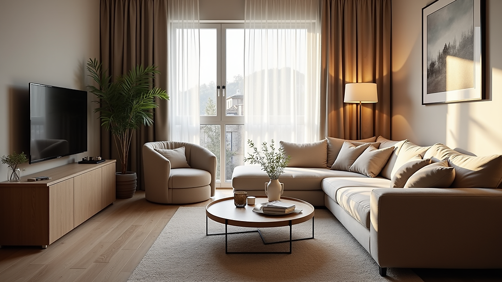 High angle view of a cozy living room in a Baška apartment