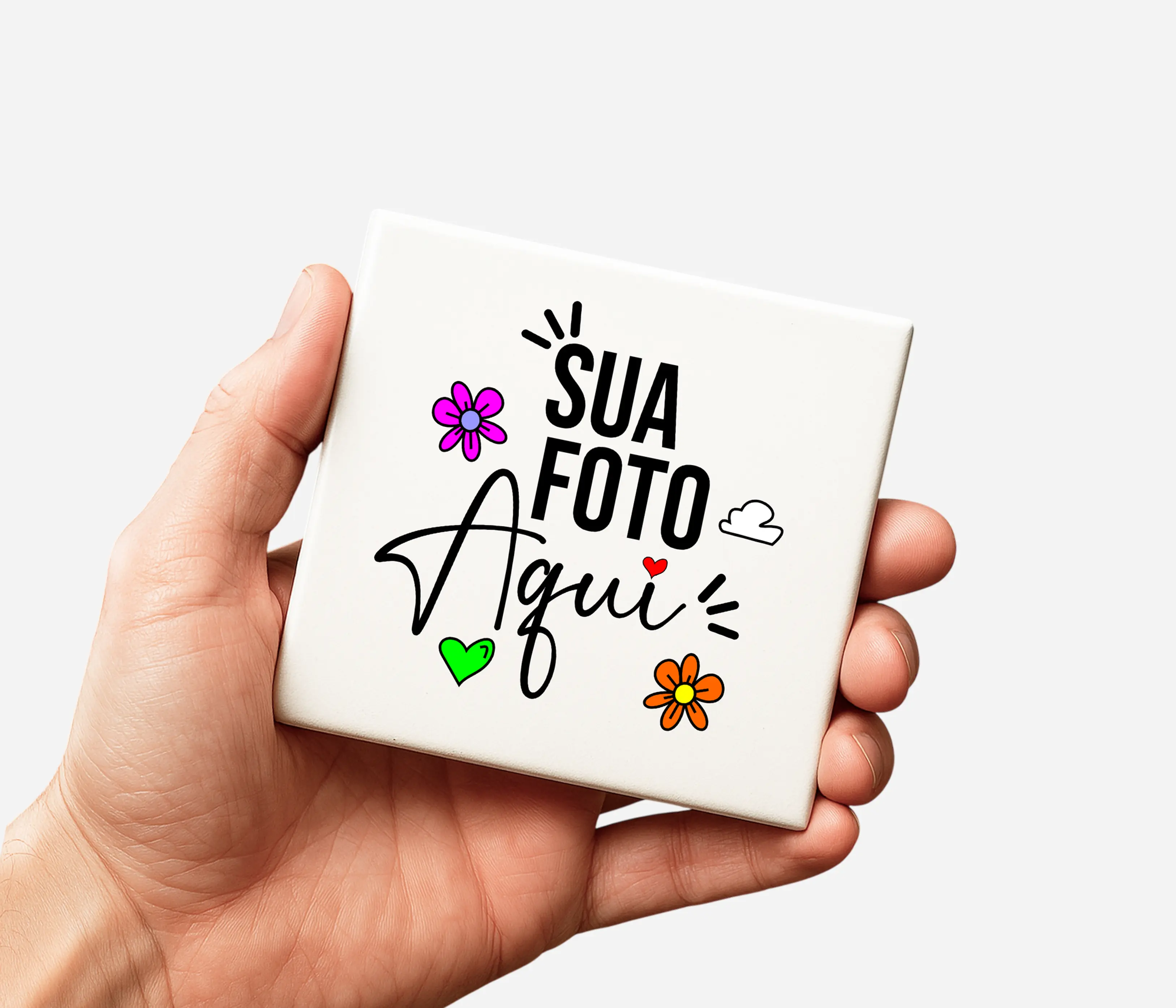 Azulejo Personalizado com Imã 75x75 mm mockup informativo de tamanho do produto