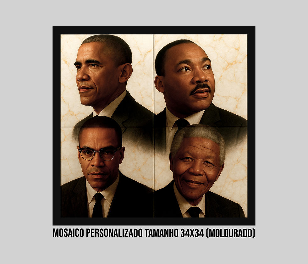 Miniatura: Painel de azulejos personalizado 15x15 montado em quadro decorativo 34x34.