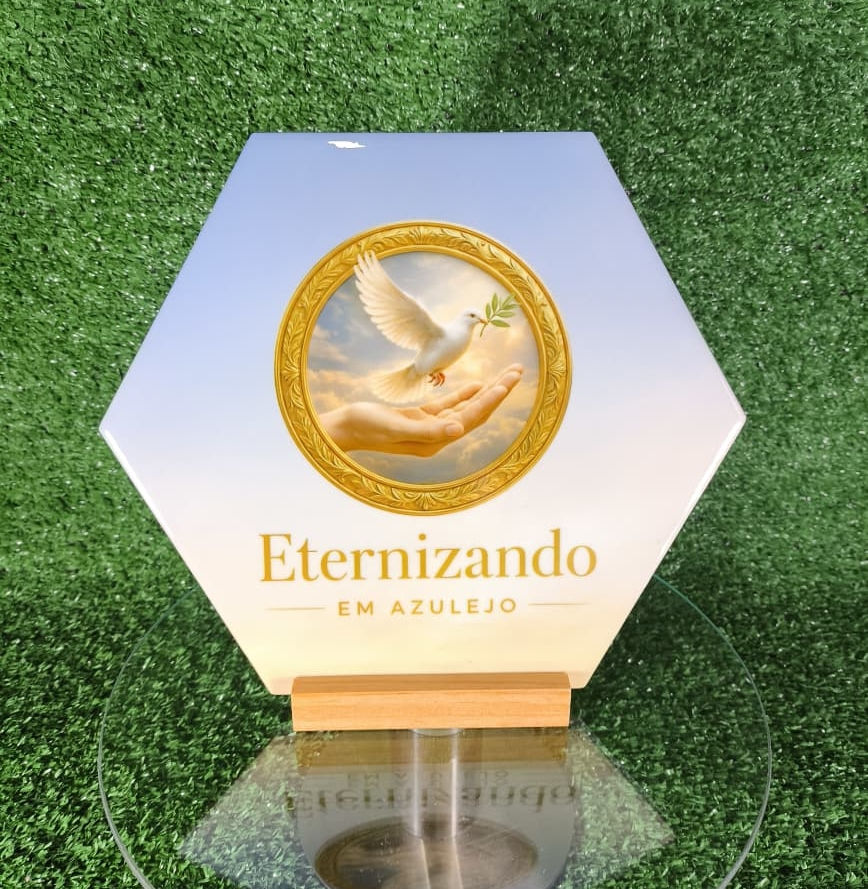 Azulejo Personalizado Hexagonal 23x20 cm foto real do produto em cerâmica de alto brilho