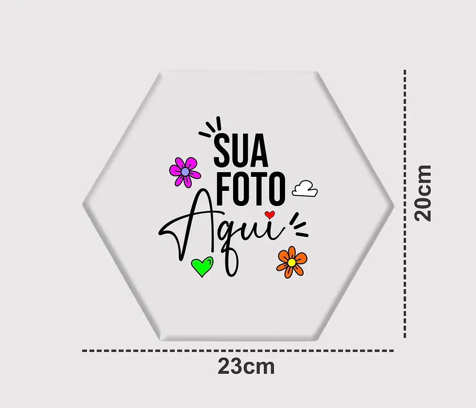 Azulejo Personalizado Hexagonal 23x20 cm mockup informativo de tamanho do produto