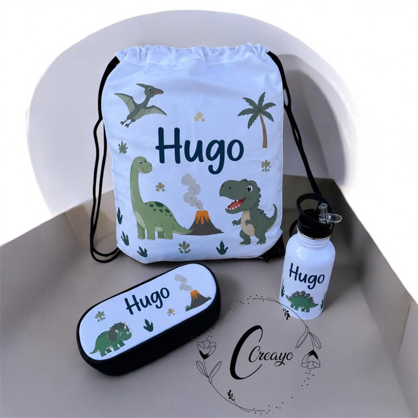 Plumier, gourde, sac de gym