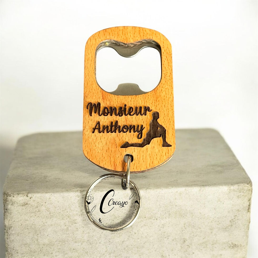 Miniature : Décapsuleur en bois porte clé 🔑 