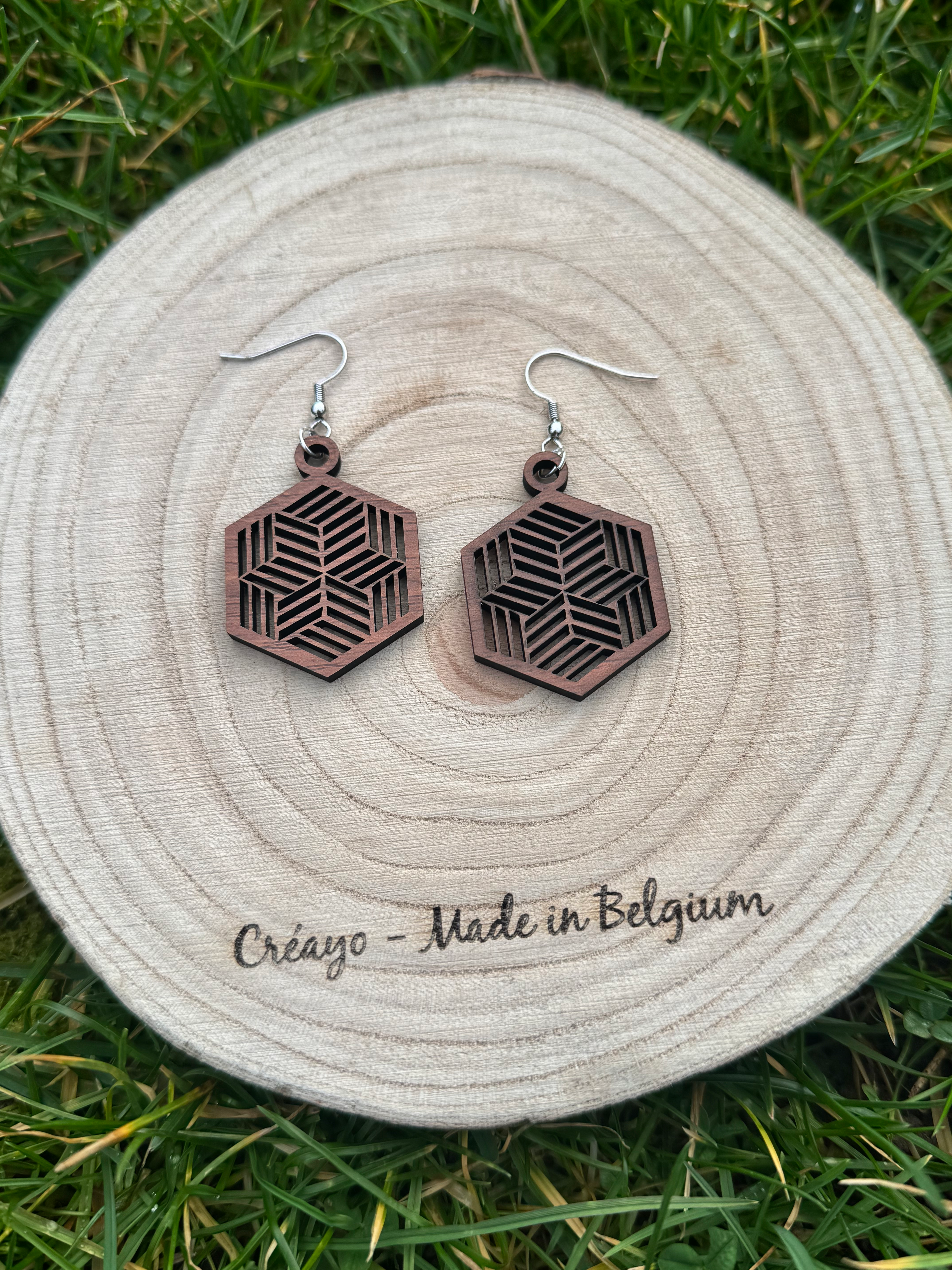 Boucle d’oreille hexagonal 