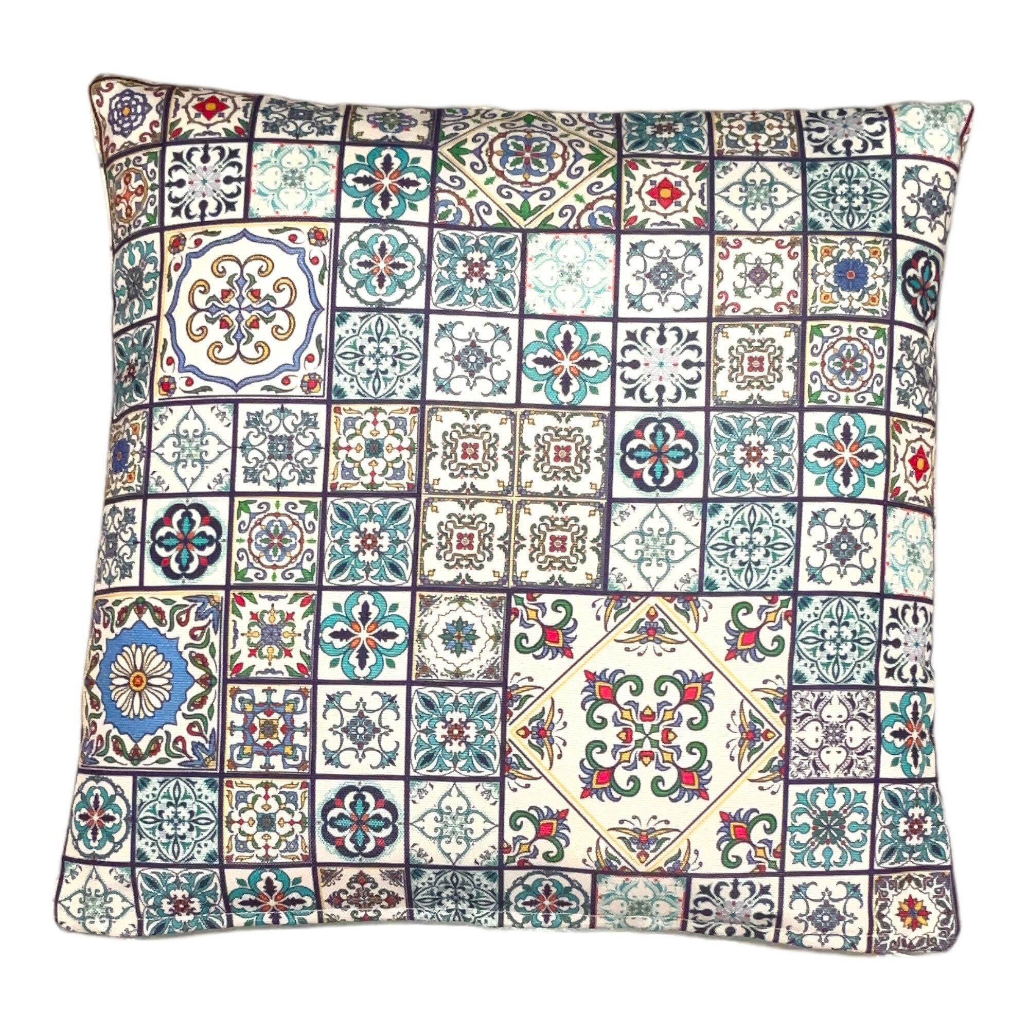 Tiles Mosaic Spanish Moroccan Cushion Covers - Moorish Arabesque Style Pillow Co