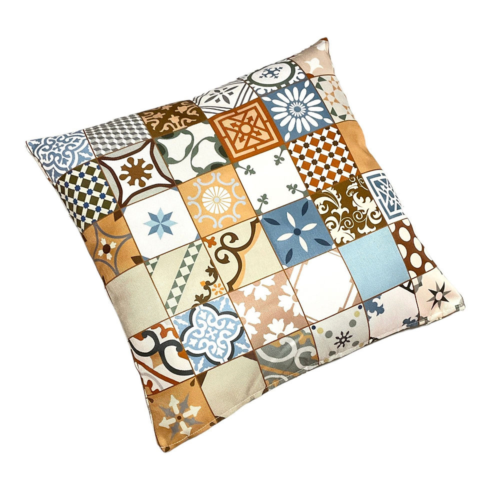 Thumbnail: Tiles Mosaic Spanish Moroccan Cushion Cover, Moorish Arabesque Style Pillow Cove