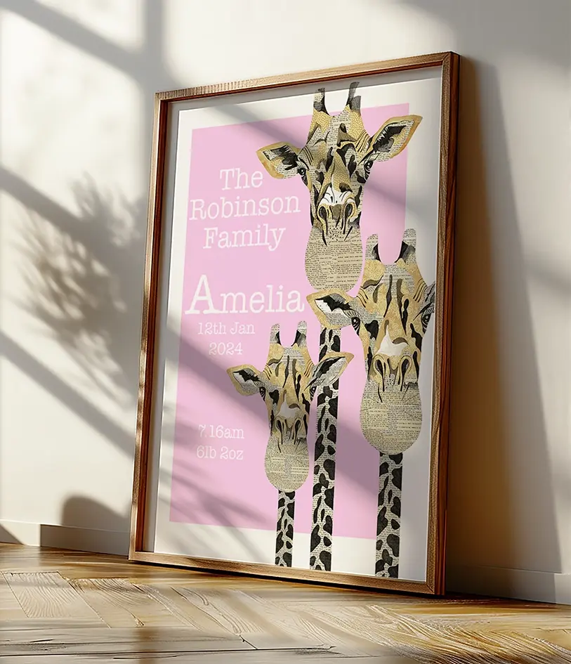 Thumbnail: Personalized Baby Girl Giraffe Print