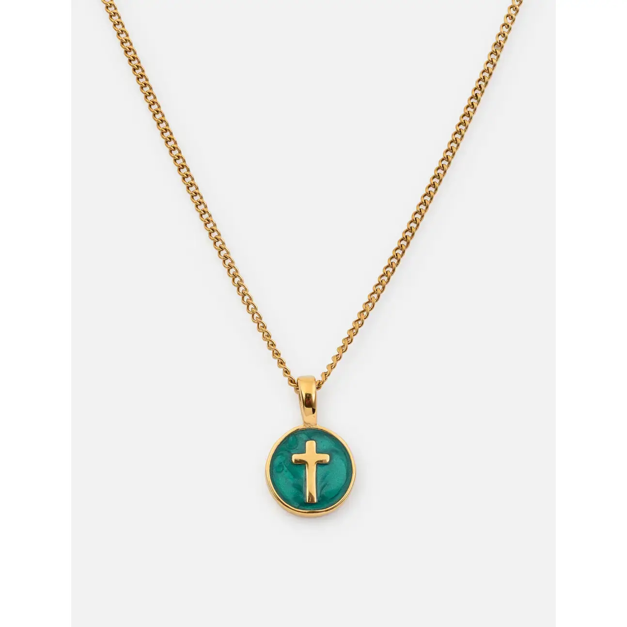 Emerald Agape Cross Necklace