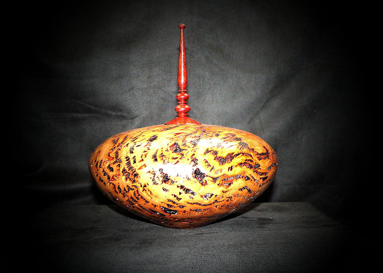 White Top Burl Hollow Form w/ Amboyna Finial