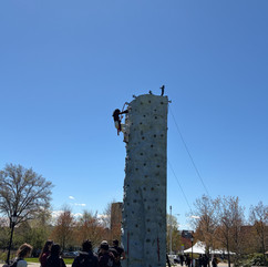 More distant view of rappelling tower