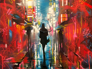 'Tokyo Tags' - Original painting on canvas