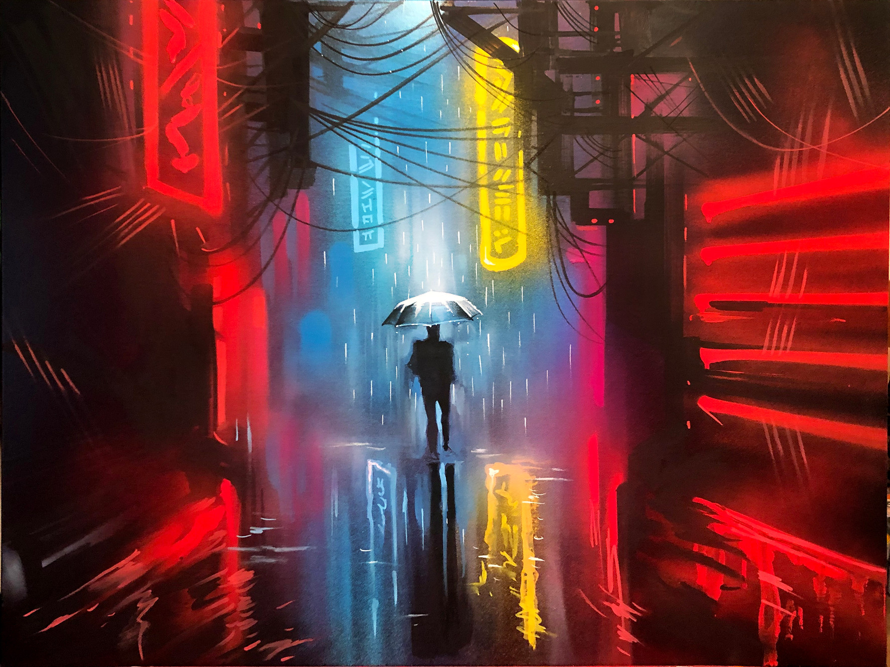 'Neon Nights' Original painting on canvas