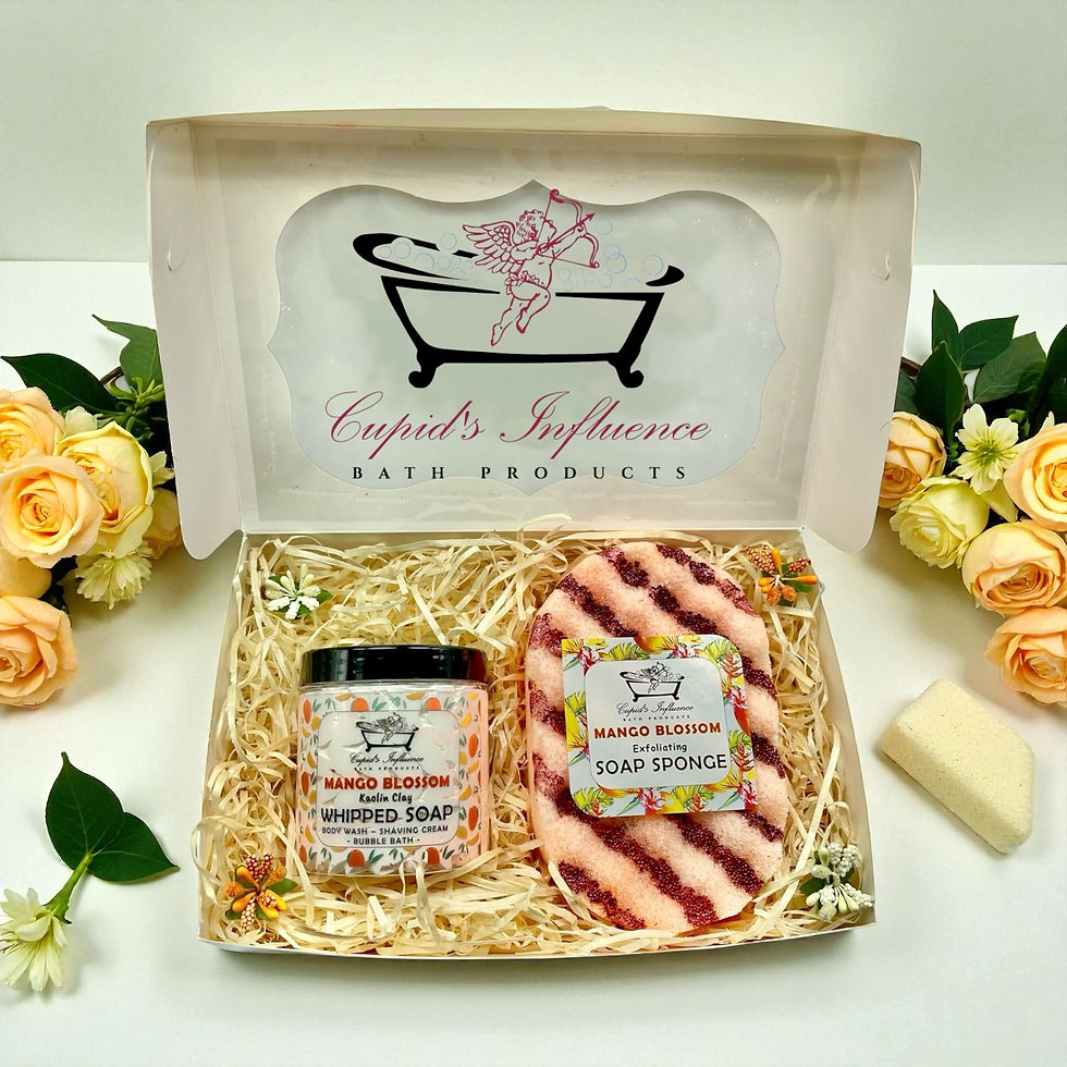 Thumbnail: Mango Blossom Bath Gift Set | Whipped Soap & Exfoliating Soap Filled Sponge