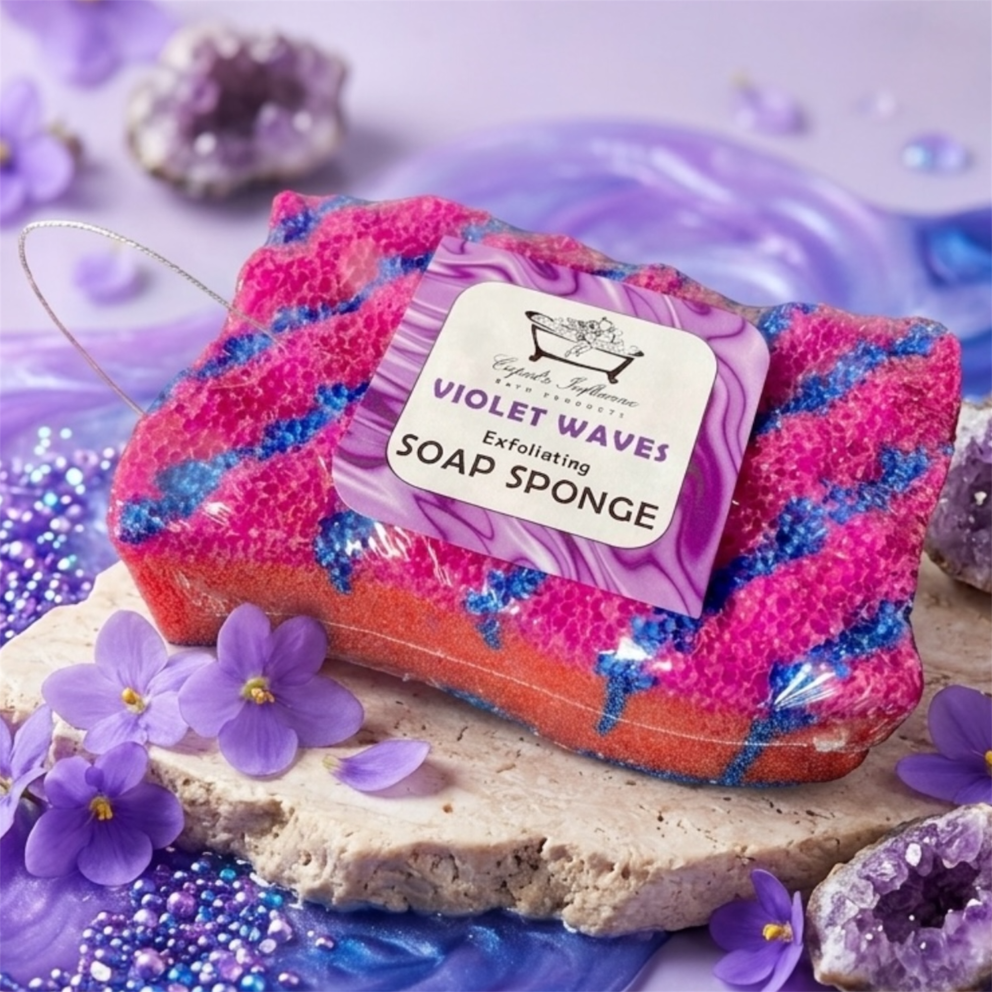 Violet Waves EXFOLIATING Soap Sponge
