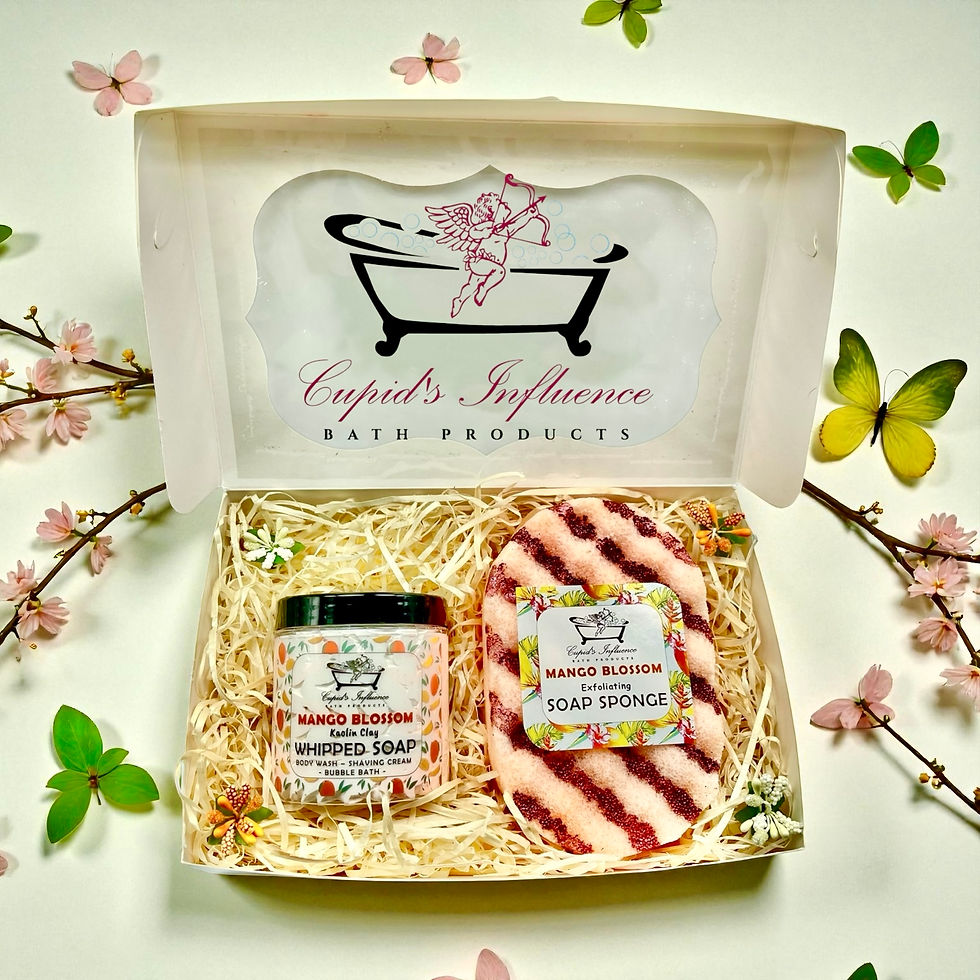 Mango Blossom Bath Gift Set | Whipped Soap & Exfoliating Soap Filled Sponge