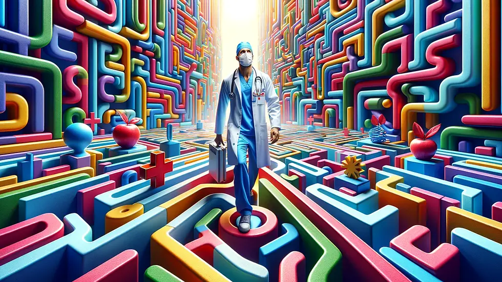 Healthcare Professional Navigating Maze