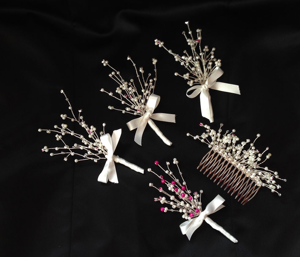 Thumbnail: Swarovski crystal, faux pearl and bead hair accessory