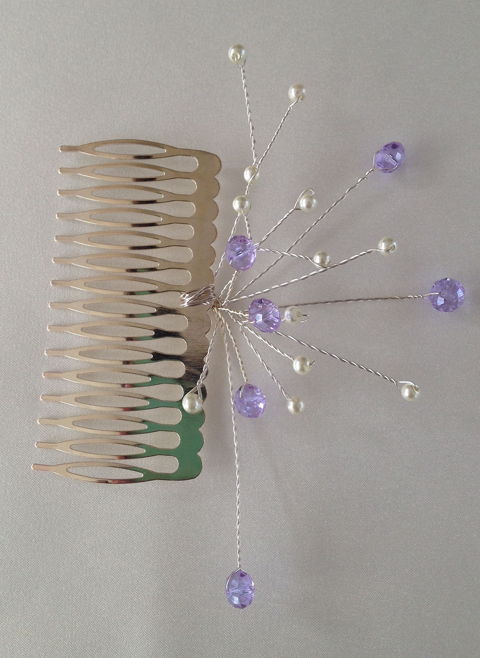 Thumbnail: Light mauve bead and faux pearl tiara set