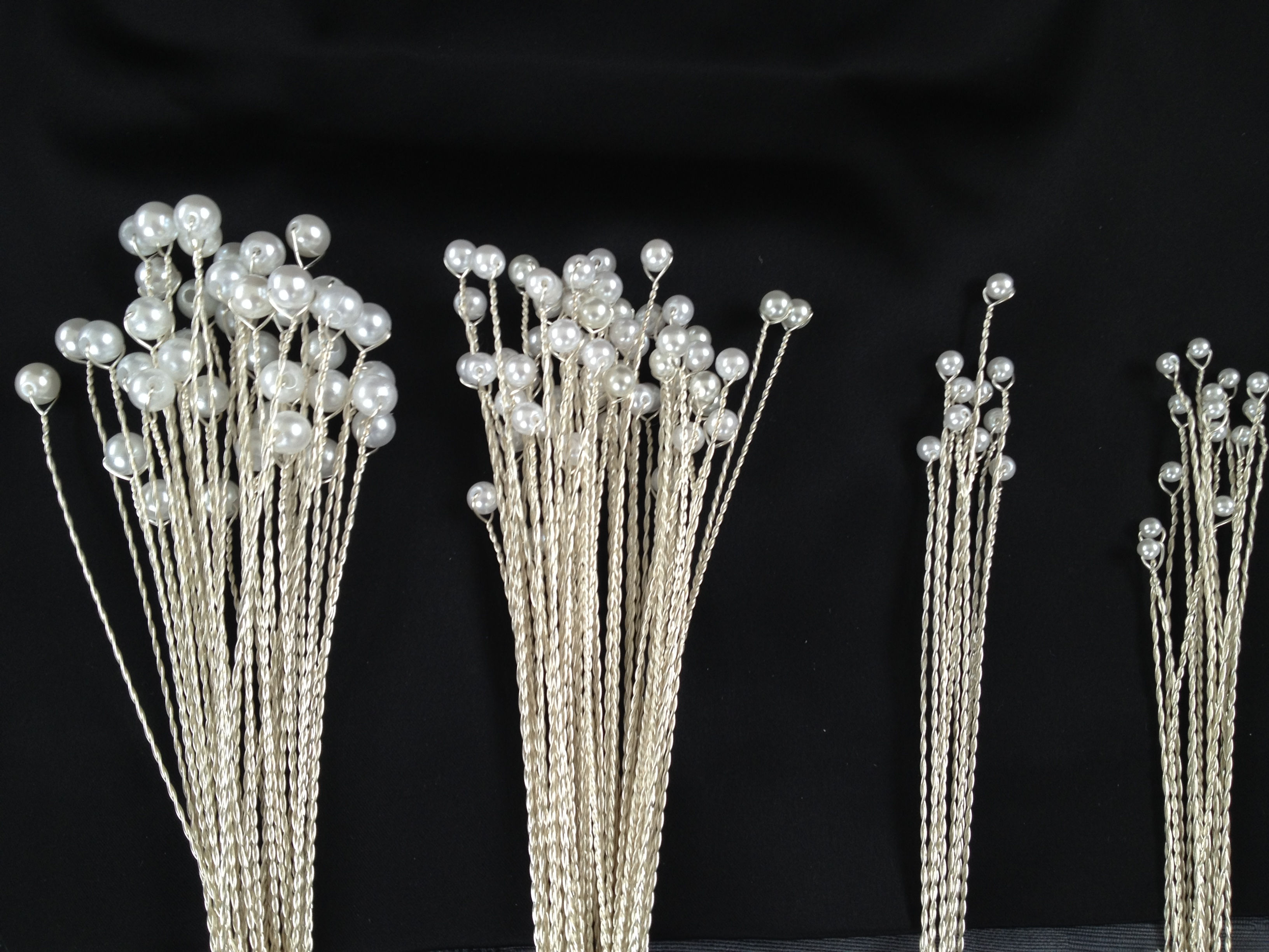 Bridal stems - white faux pearls