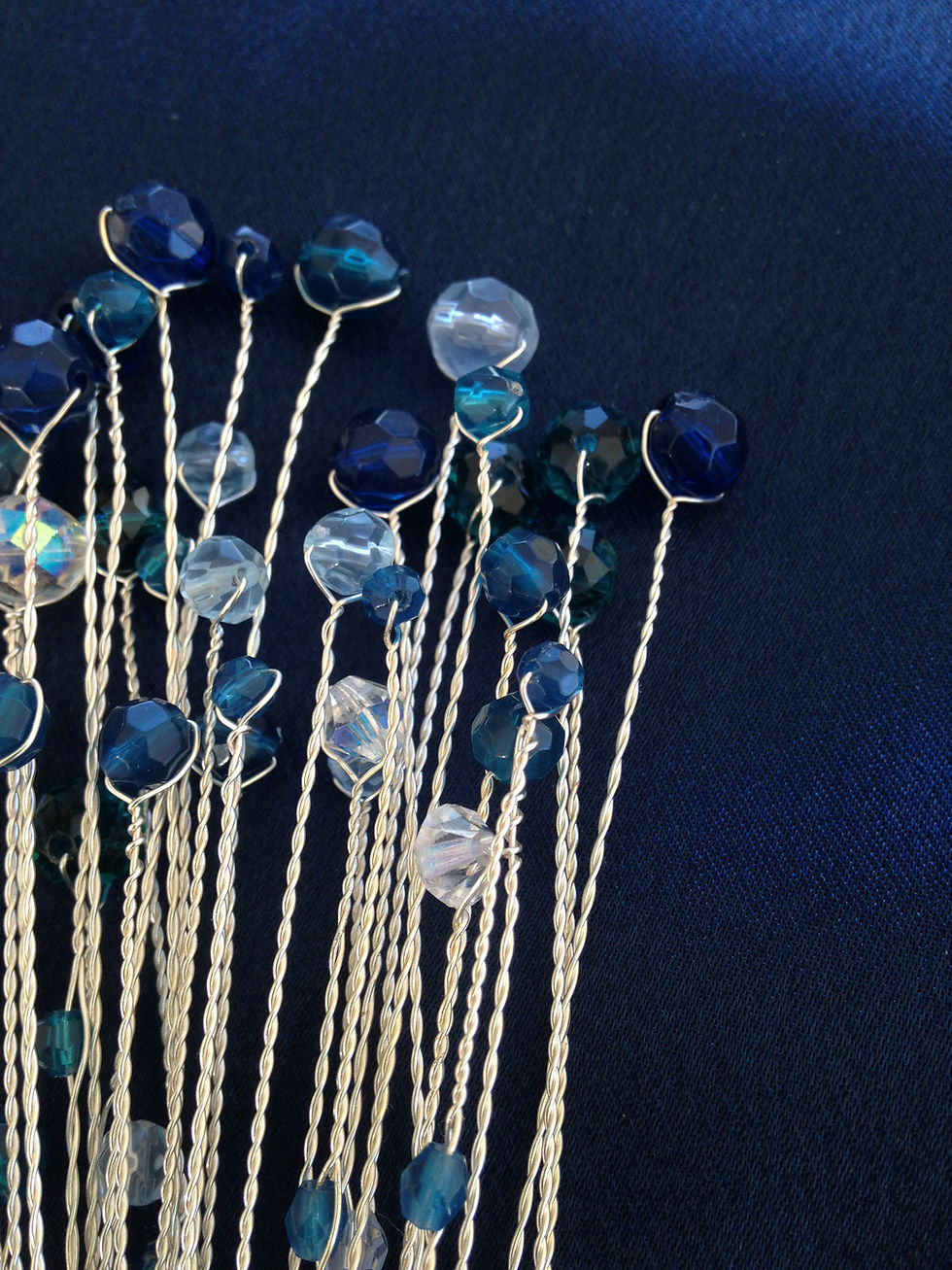 Thumbnail: Turquoise, blue and clear plastic rondelle bead caketopper,  table decoration