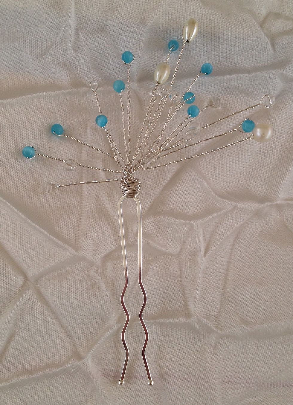 Thumbnail: Turquoise cats eye and faux pearl tiara