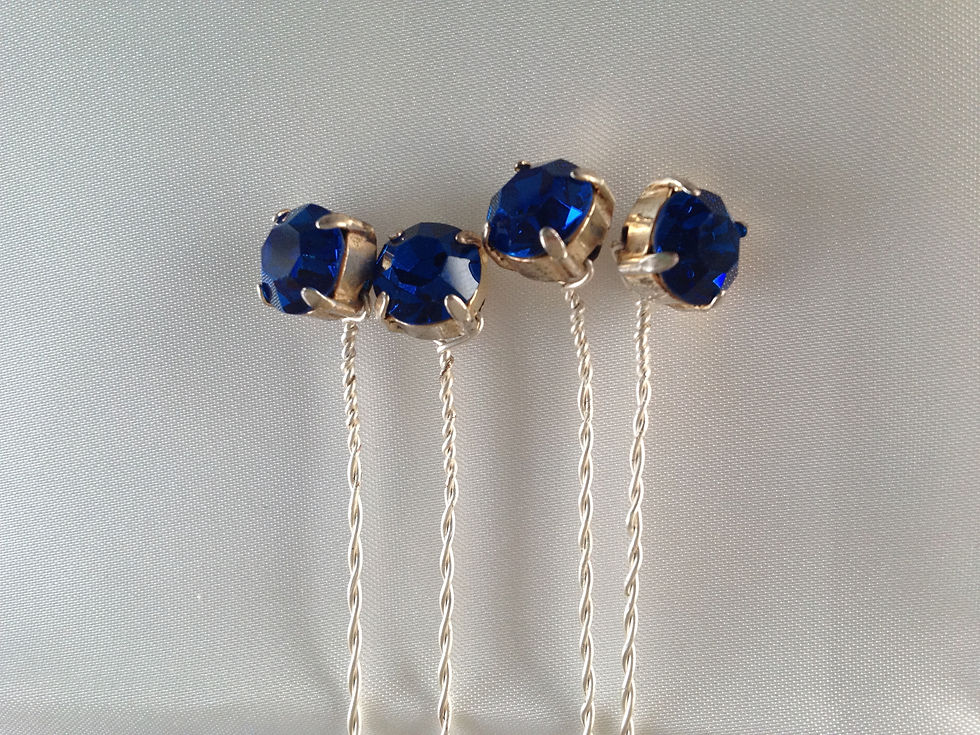 Thumbnail: Royal blue montee, blue & silver rondelle bead cake topper
