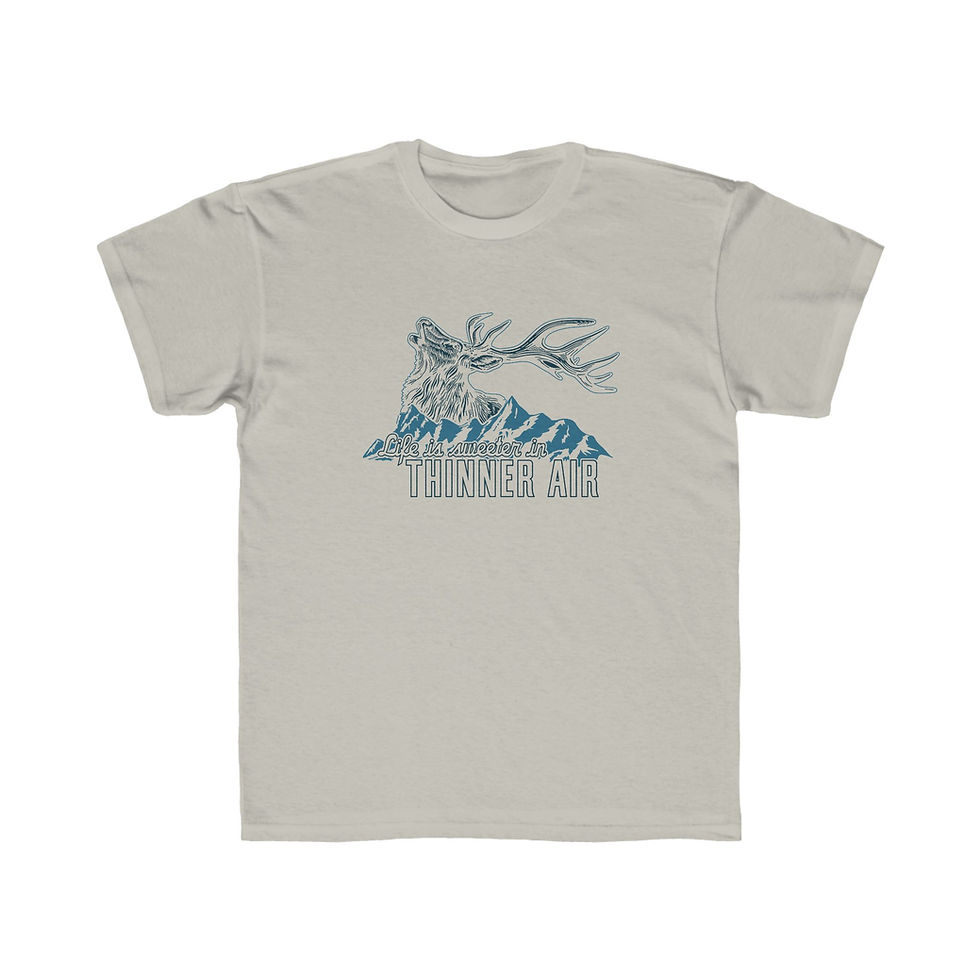Thumbnail: "Life is Sweeter in Thinner Air" Kids Regular Fit Tee (Blue & Black)