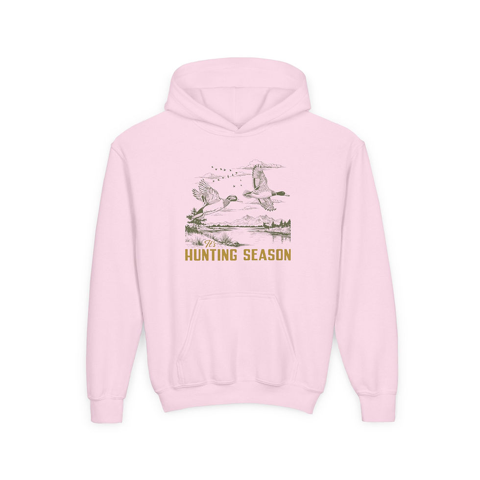 Thumbnail: "It's Hunting Season" Youth Heavy Blend Hoodie (Yellow)