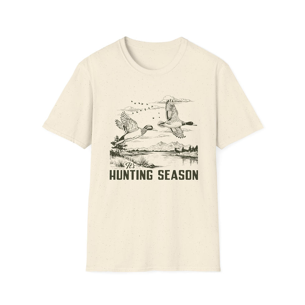 Thumbnail: "It's Hunting Season" Unisex Softstyle T-Shirt (Black)