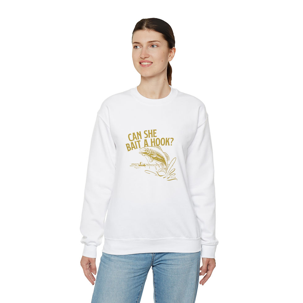 Thumbnail: "Can She Bait a Hook?" Unisex Heavy Blend™ Crewneck Sweatshirt