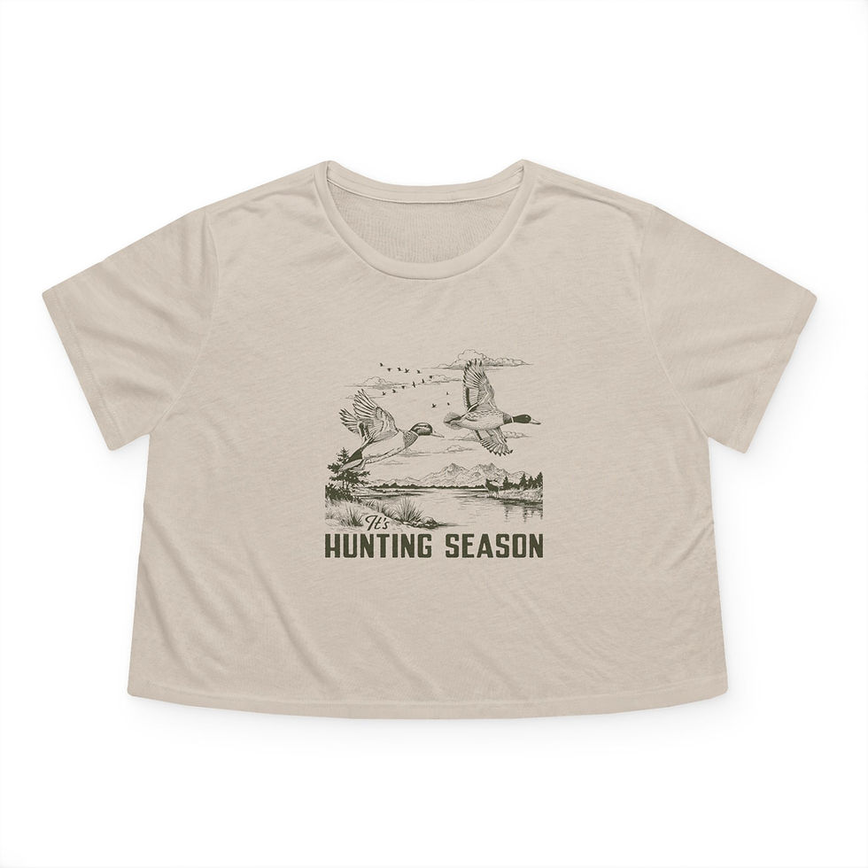 Thumbnail: "It's Hunting Season" Flowy Cropped Tee (Black)