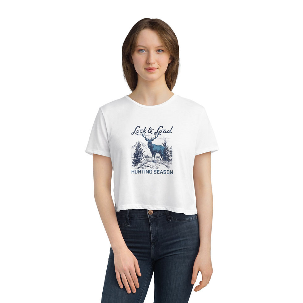 Thumbnail: "Lock & Load- It's Hunting Season" Flowy Cropped Tee