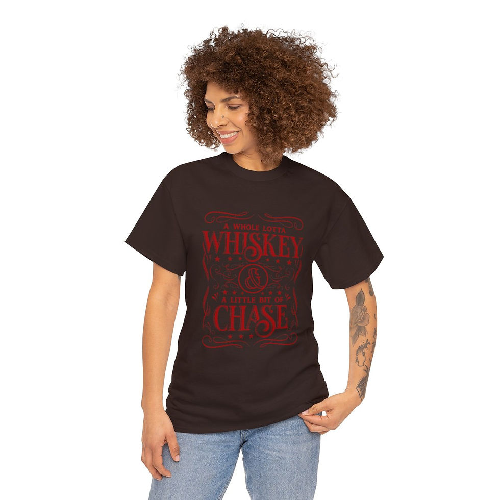 Thumbnail: "A Whole Lotta Whiskey & A Little Bit of Chase" Unisex Heavy Cotton Tee (Red)