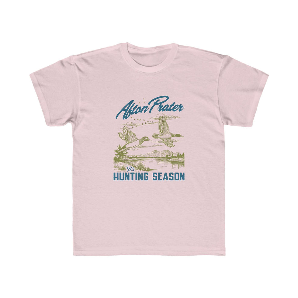 Thumbnail: "It's Hunting Season" With Logo Kids Regular Fit Tee (Blue)